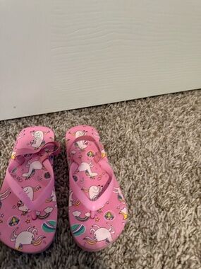 Pink Unicorn Kids Flip Flops